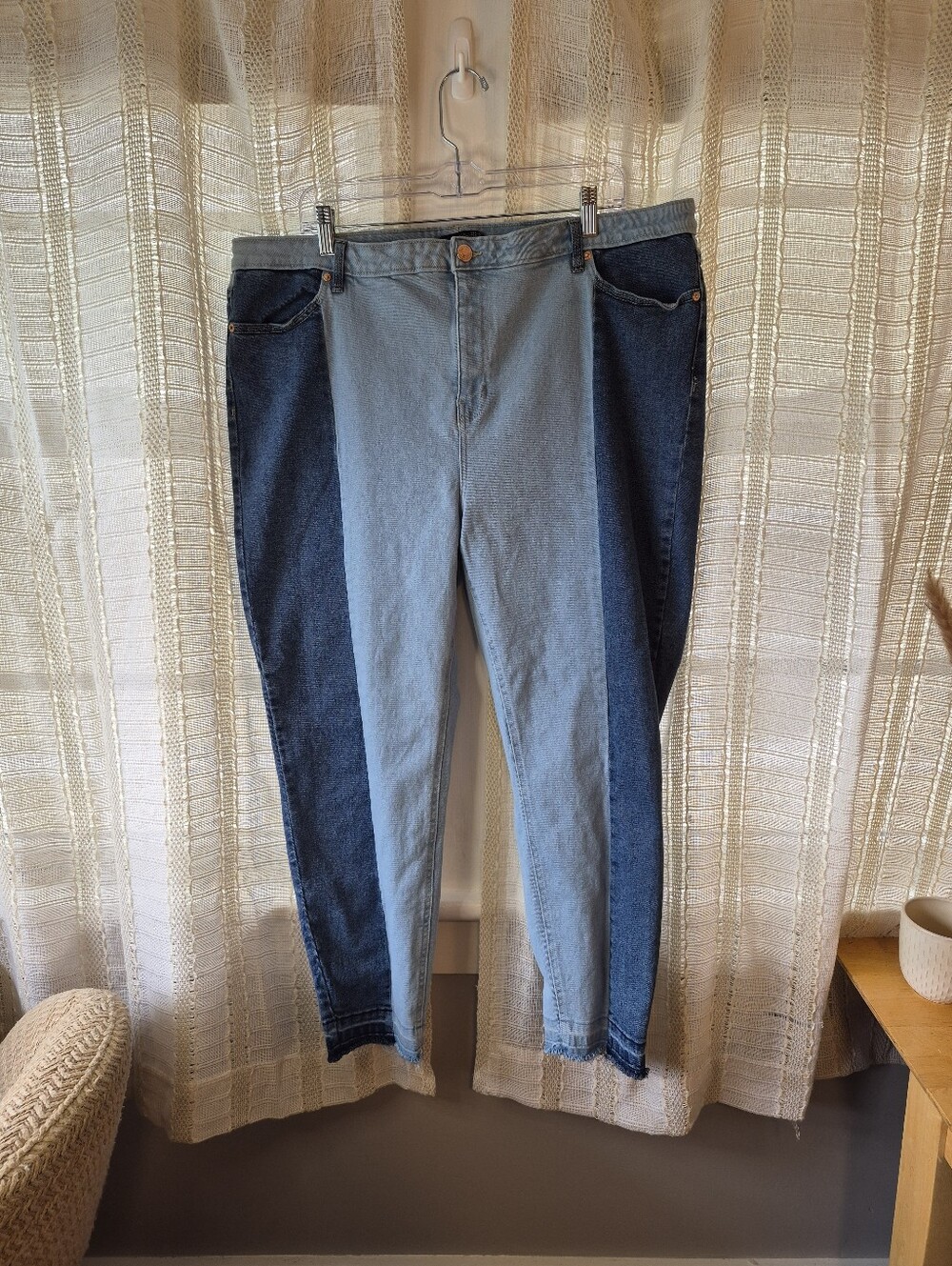 Black Tape_ Two-Tone Light & Dark Blue Jeans Size 20